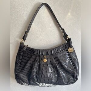 Brahmin Dark Charcoal Gray Croc Handbag